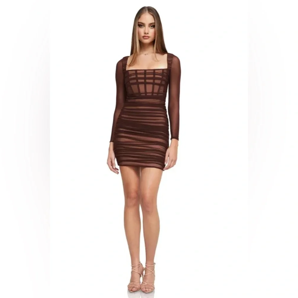 Nookie Vision Ruched Mesh Mini Dress, NWT - Picture 1 of 1